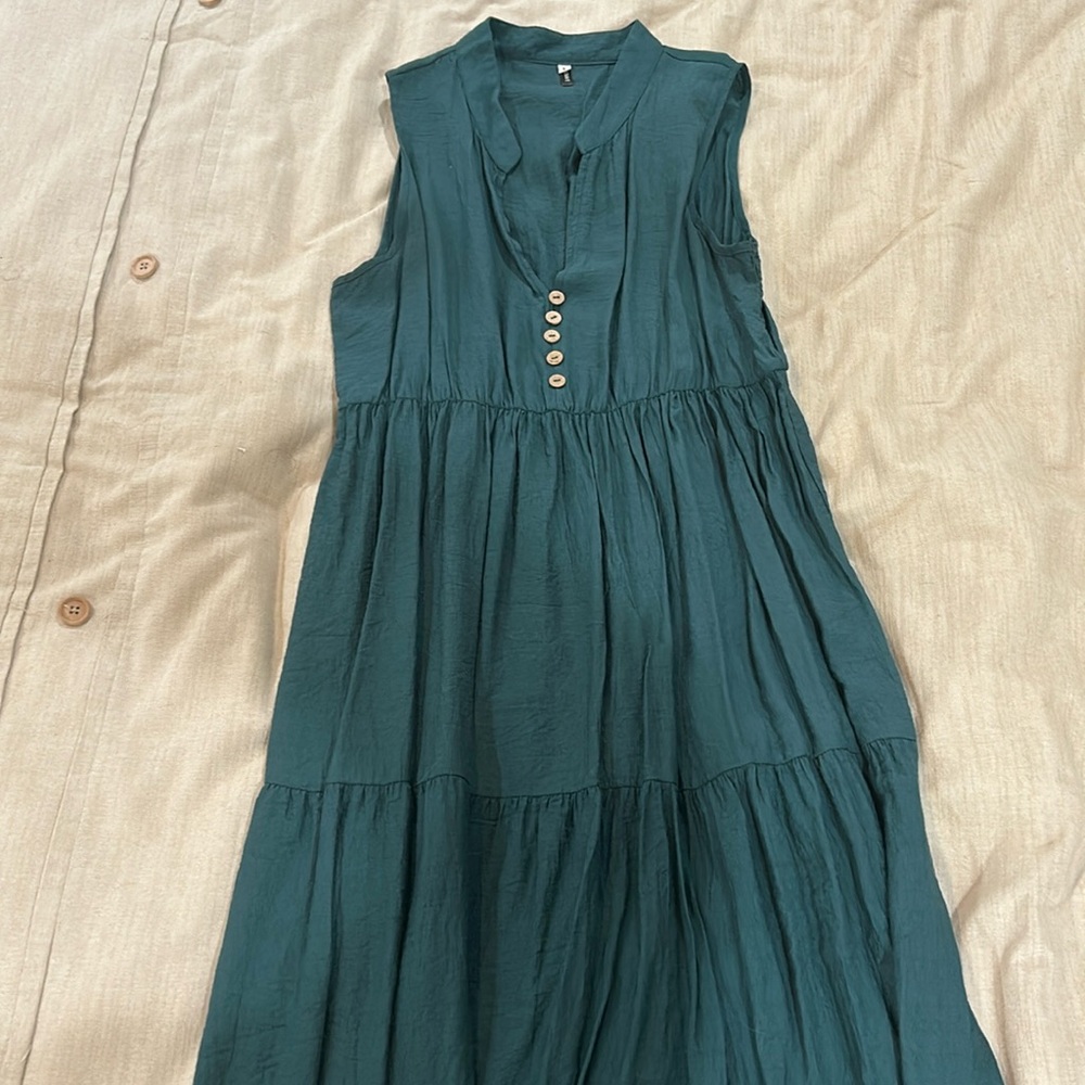 Brovave Size L Turquoise Green Blue Calf Length Women’s Dress